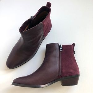 COACH Carmen Ankle Boots Semi Matte Calf Leather/Suede Oxblood Burgundy Size 7.5